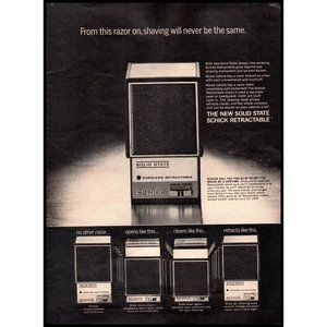 1968 Schick Cordless Rechargeable Electric Razor Shaver Vintage Print Ad Art